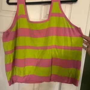 Victor Glemaud Neon Pink and Lime Striped Top